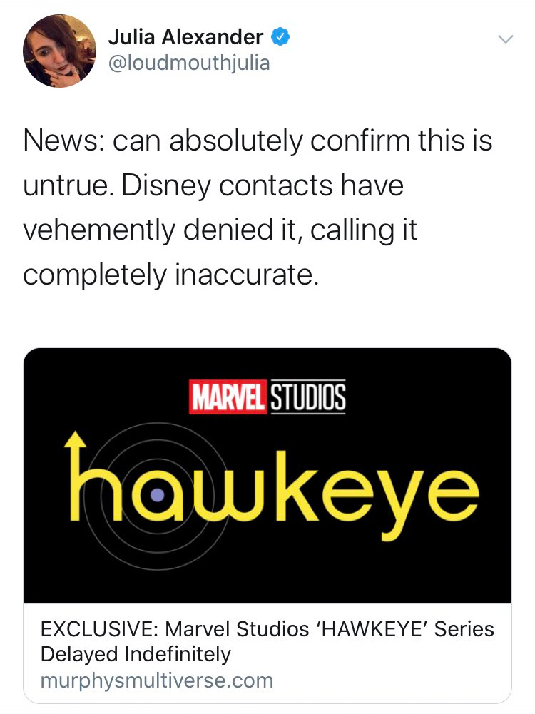 Hawkeye not canceled