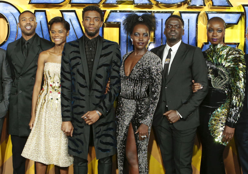 Chadwick Boseman with Black Panther Cast