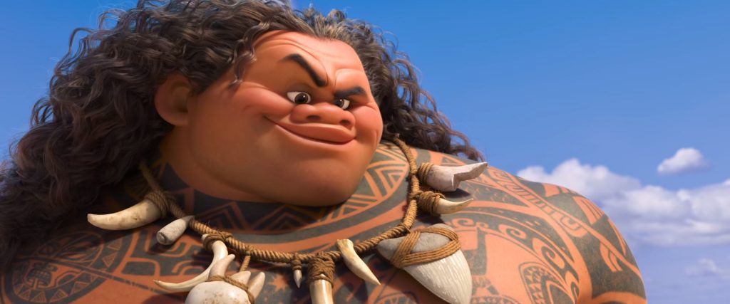 Dwayne Jonson's voice over character Maui in Moana