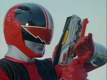 Quantum Defender in Power Rangers Time Force (2001) It was Quantum Rangers' personal weapon in Time Force. It has two built-in battle modes, a blaster and a blade mode. The first one is the default Blaster mode, in which it converts itself into a mighty sword with a strong slash attack to finish out the enemies.