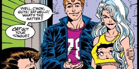 Black Cat dates Flash Thompson in Marvel Comics.