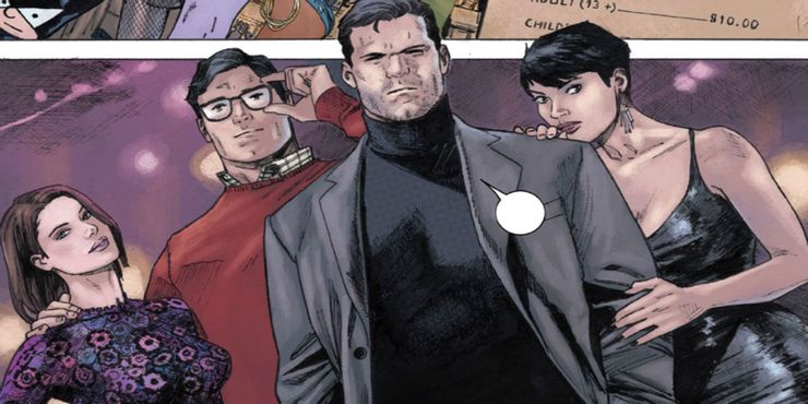 Superman and Batman with Selina Kyle and Lois Lane.