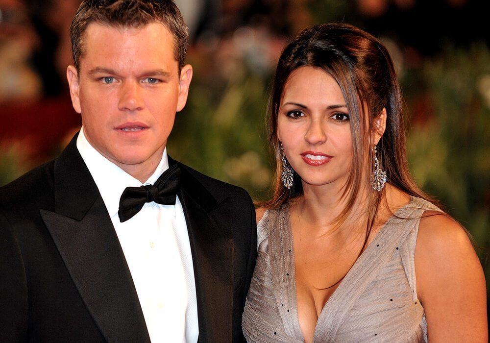 One of the popular actors who married non-famous people: Matt Damon and wife Luciana Barroso