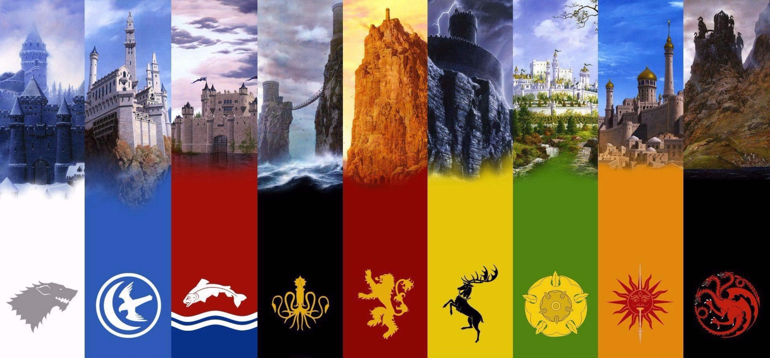 All the different houses of Game of Thrones.