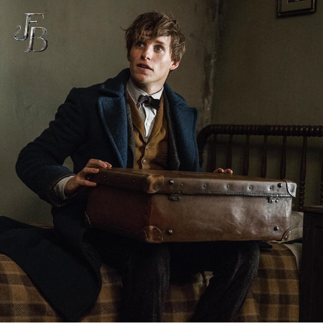 Newt Scamander with his suitcase in Fantastic Beasts