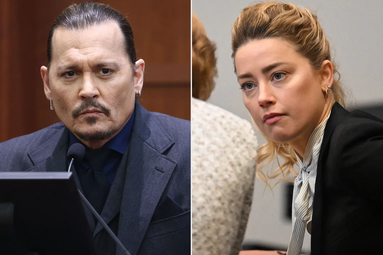 Amber Heard and Johnny Depp during the trial