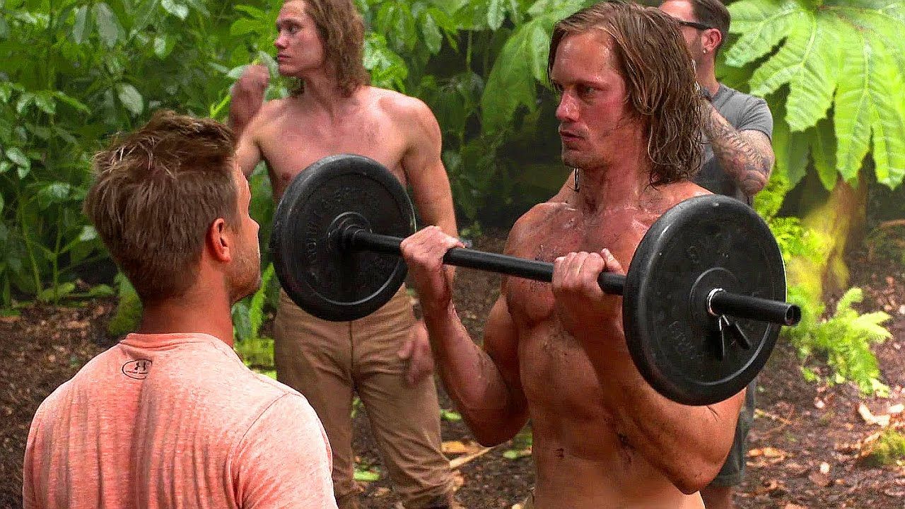 Alexander Skarsgard working out during movie Tarzan.