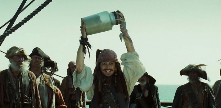 Jack Sparrow with his jar of dirt.