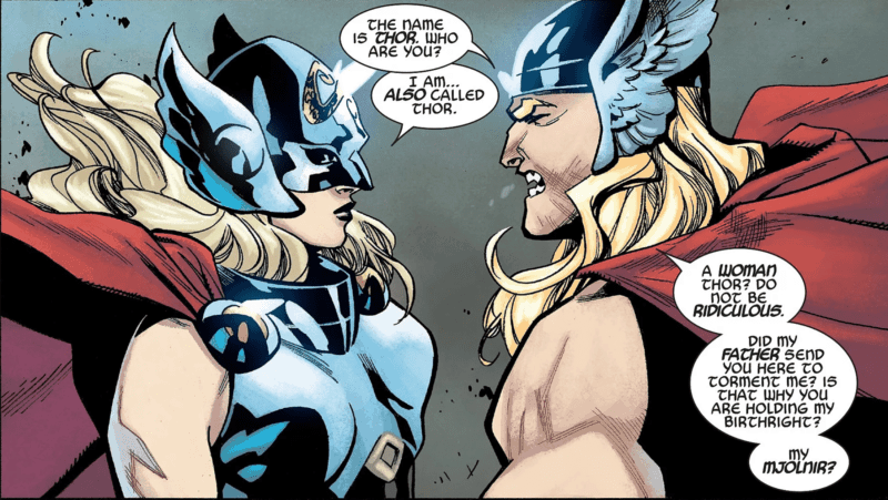 The Mighty Thor/Jane Foster vs Odinson Thor.