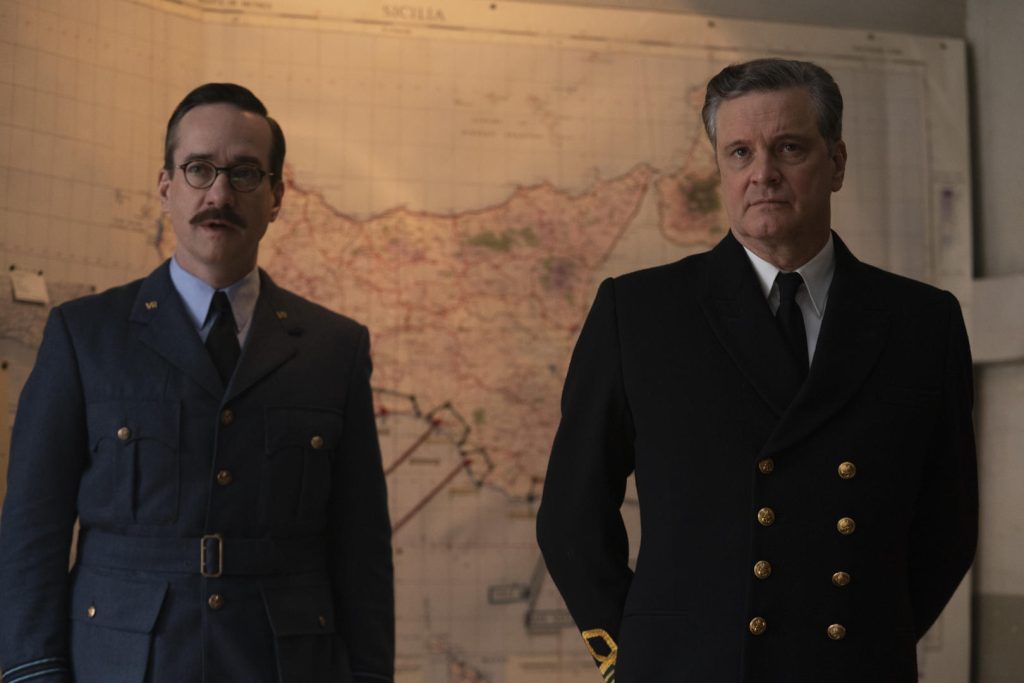 OPERATION MINCEMEAT (2022) Matthew Macfadyen as Charles Cholmondeley and Colin Firth as Ewen Montagu. Cr: Giles Keyte/Courtesy See-Saw Films and Netflix