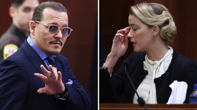 Johnny Depp and Amber Heard in court during the trial