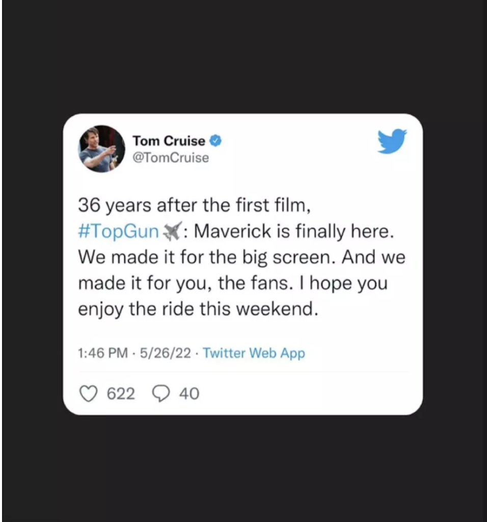 Tom Cruise gave fans a message on INSTAGRAM 