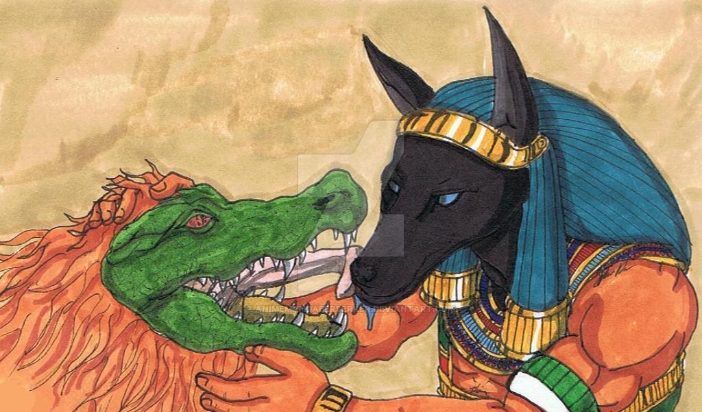 Ancient Egyptian Gods Anubis and Ammit.