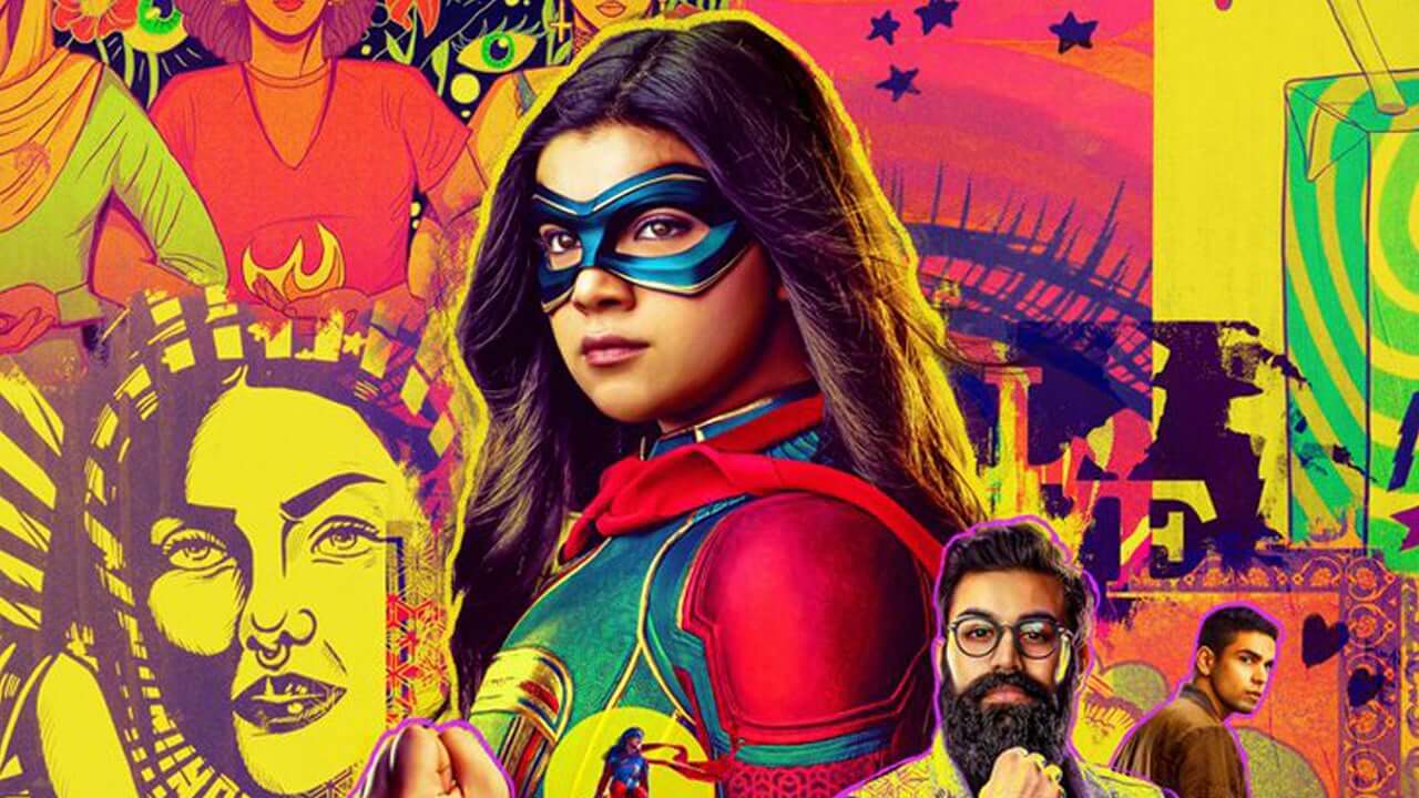 Kamala Khan as Ms Marvel in a poster revieling her family 