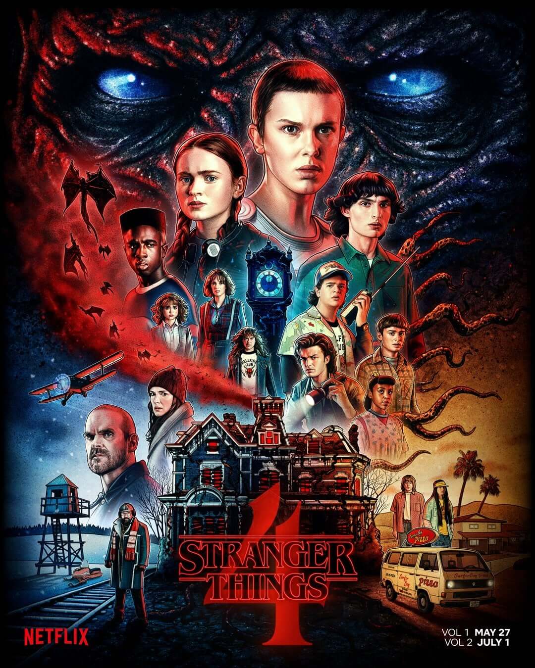 stranger things 4 poster with cast