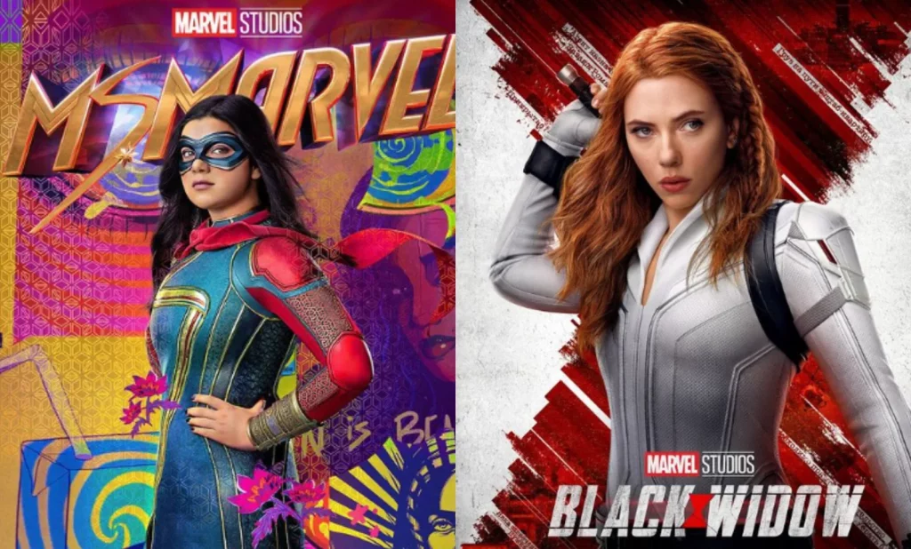 Scarlett Johnsson's Black widow and Kamala Khan in Ms. Marvel