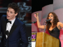 Eddie Redmayne accepting his Oscar and Halle Berry accepting her Razzie