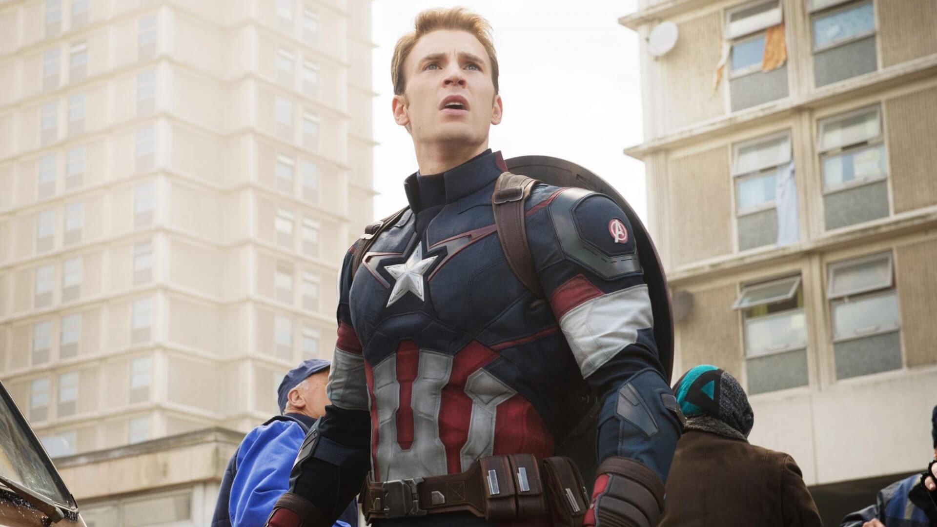 Chris Evans as Captain America.