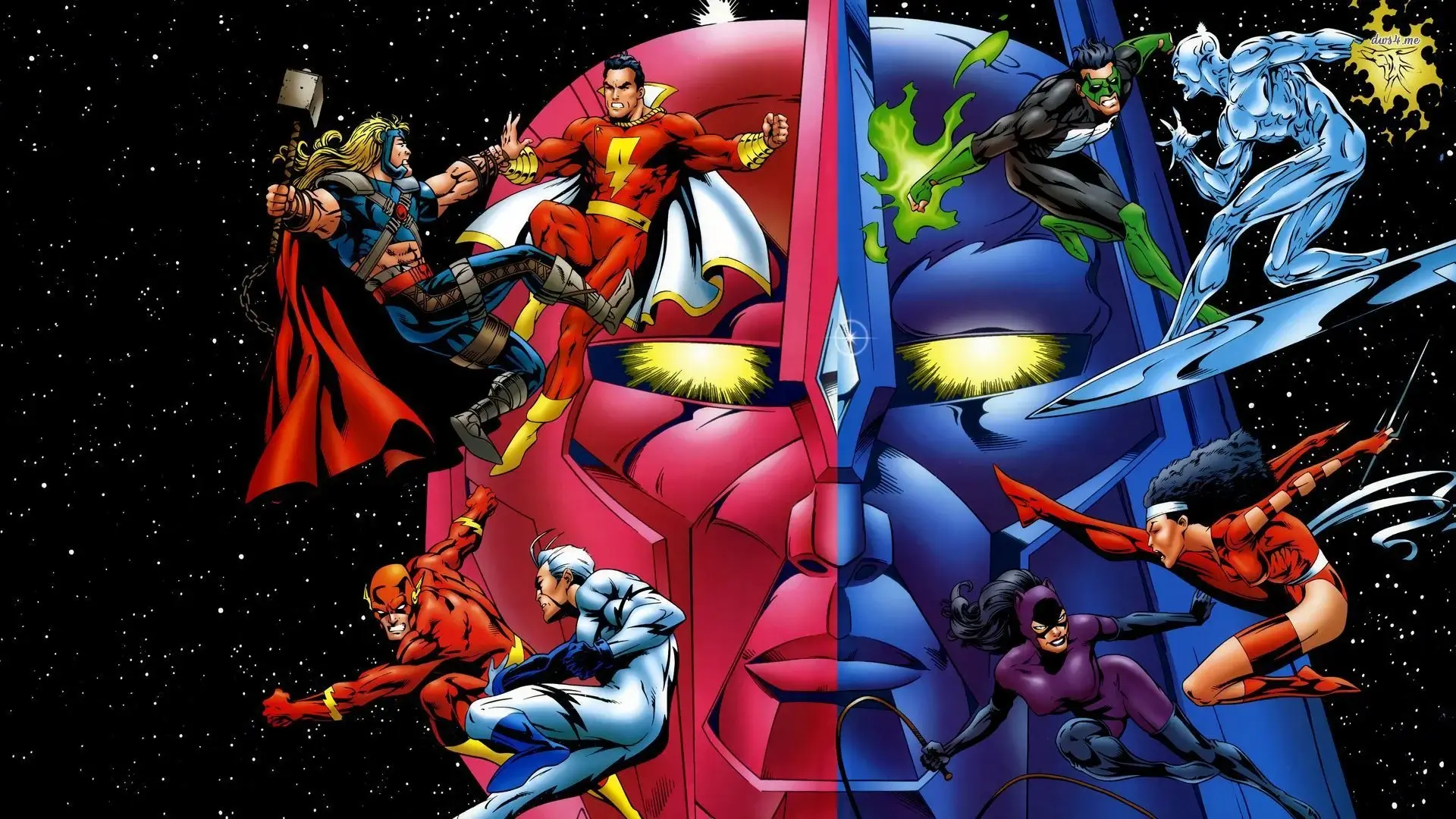 A Marvel vs. DC poster.