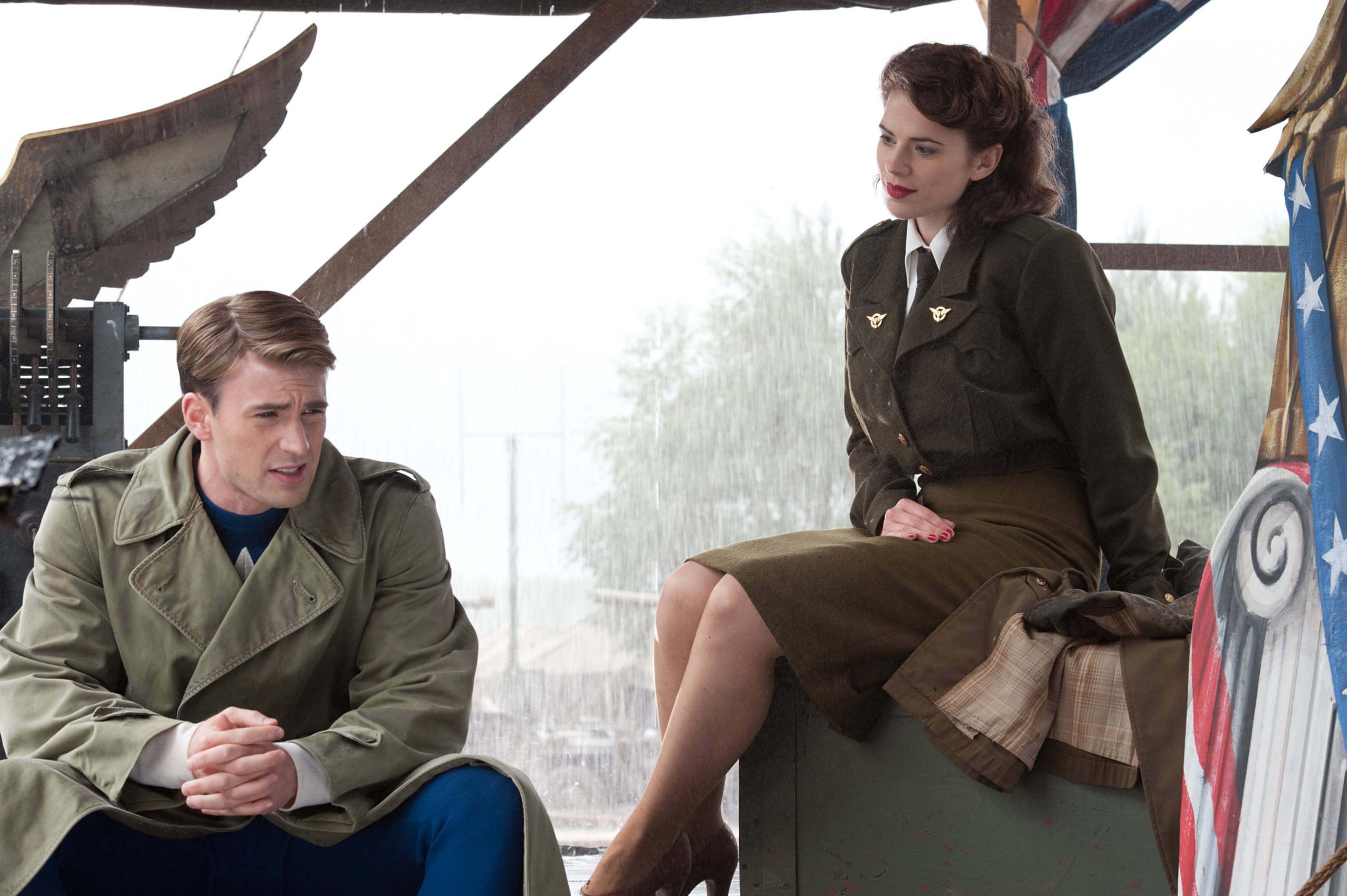 Hayley Atwell as Peggy and Captain America.