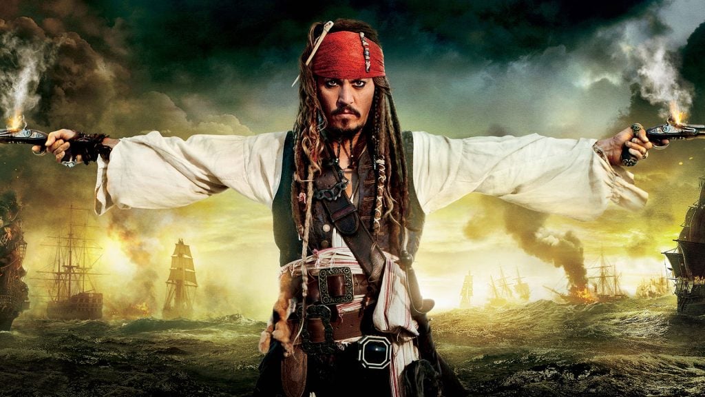 Johnny Depp as Captain Jack Sparrow in On Stranger Tides (2011).