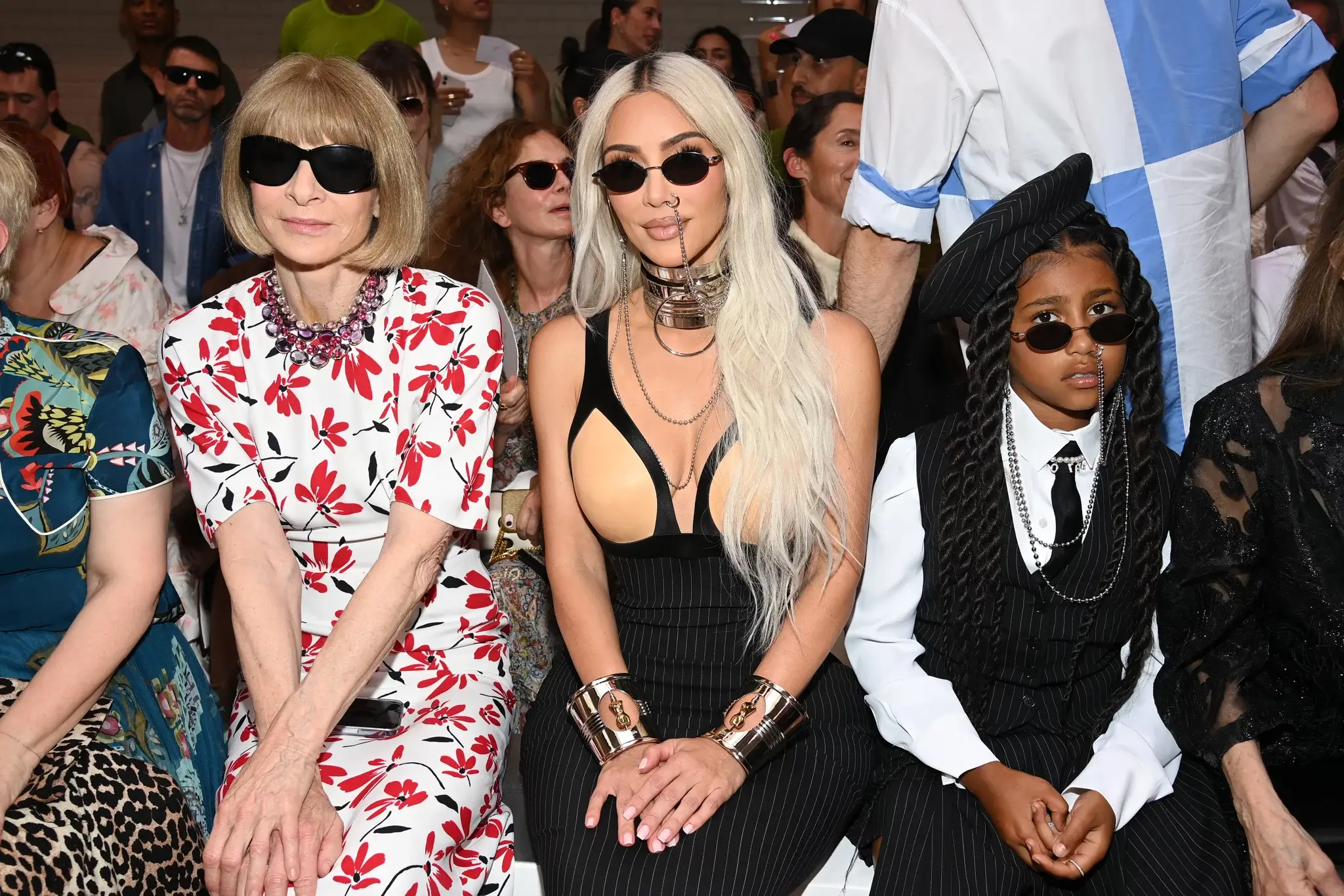 Anna Wintour, Kim Kardashian and North West at Jean Paul Gaultier Show 