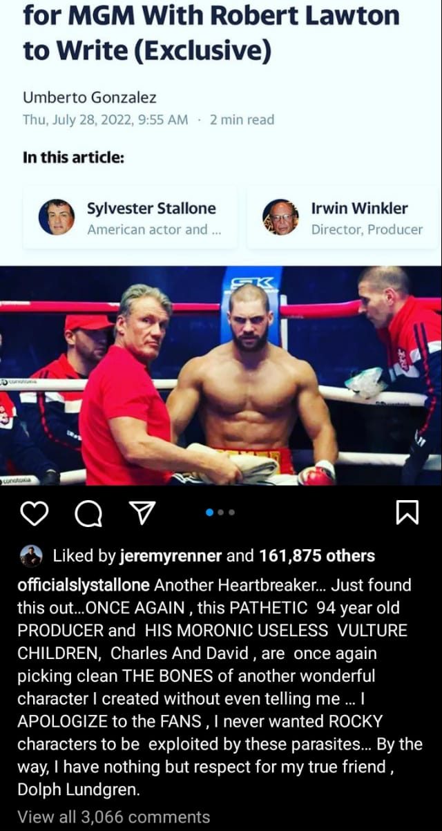 Sylvester Stallone's Instagram Post About The New Drago Movie