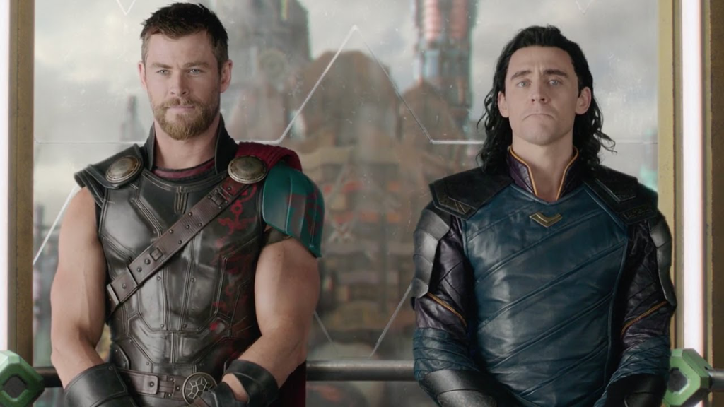 Chris Hemsworth and Tom Hiddleston as Thor and Loki in Thor: Ragnarok