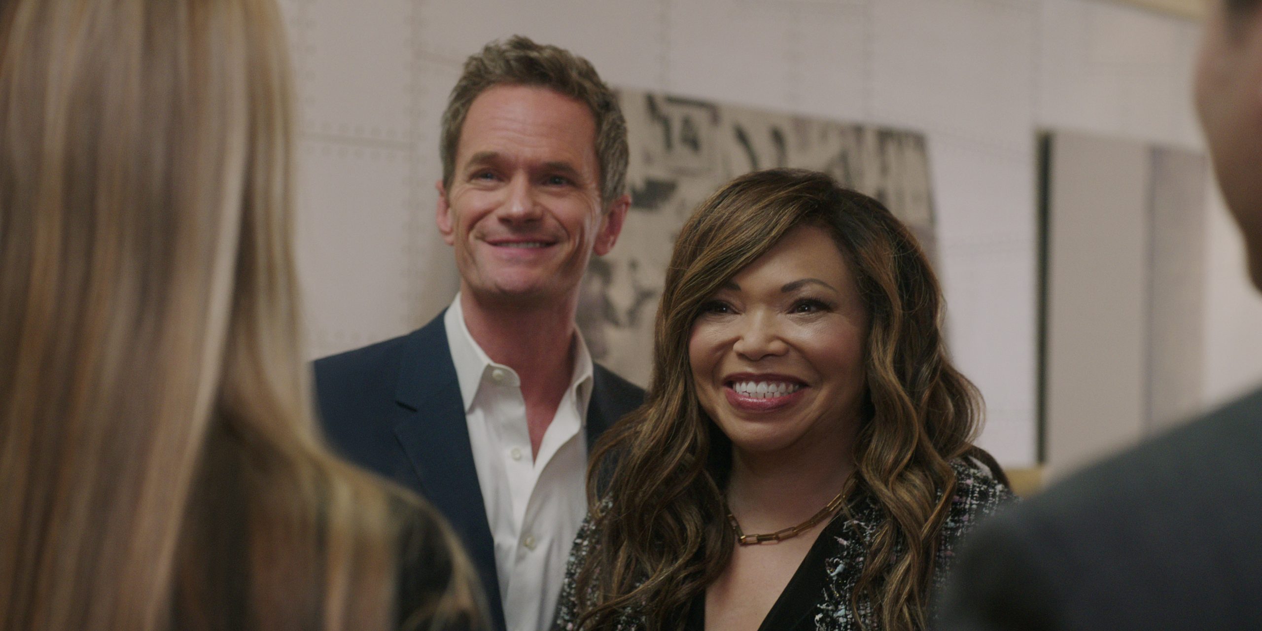 Uncoupled. (L to R) Neil Patrick Harris as Michael Lawson, Tisha Campbell as Suzanne Prentiss in episode 101 of Uncoupled. Cr. Courtesy of Netflix © 2022