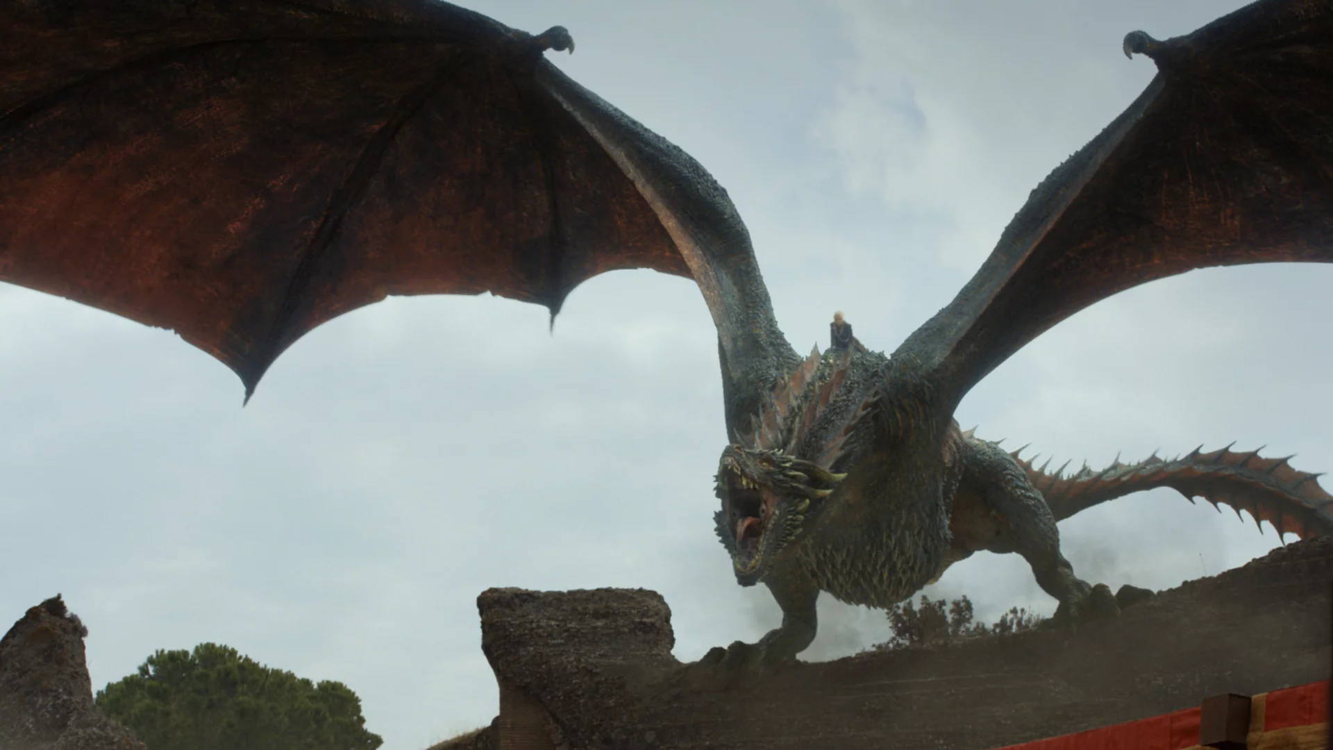 Viserys Targaryen riding a dragon in House of the Dragon.