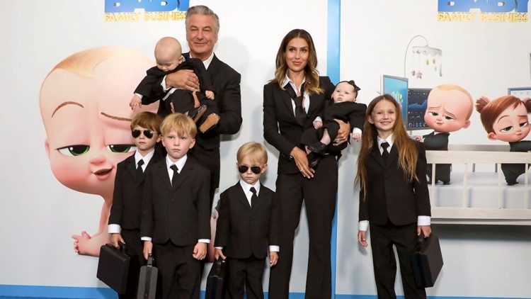 Alec and Hilaria Baldwin with their kids