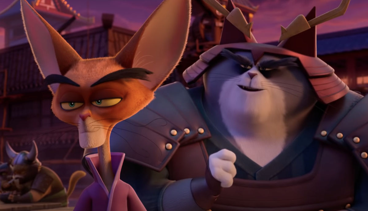 Ricky Gervais as Ika Chu (left) and George Takei as Ohga (right) in Paws of Fury: The Legend of Hank