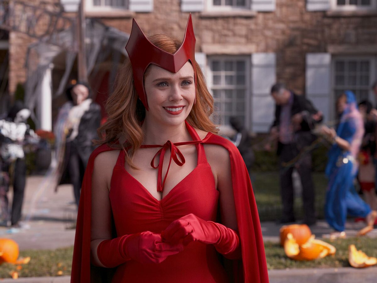 Elizabeth Olsen as Wanda Maximoff (now Scarlet Witch) in WandaVision (2021).