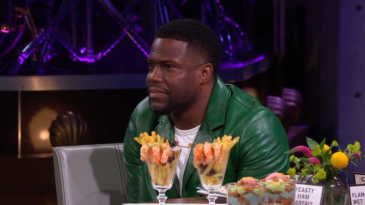 Kevin Hart at the Late Late show's segment, Truth or Eat It