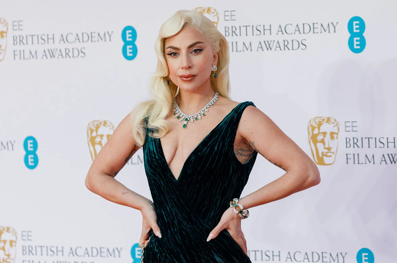 Lady Gaga at the British Academy Film Awards.