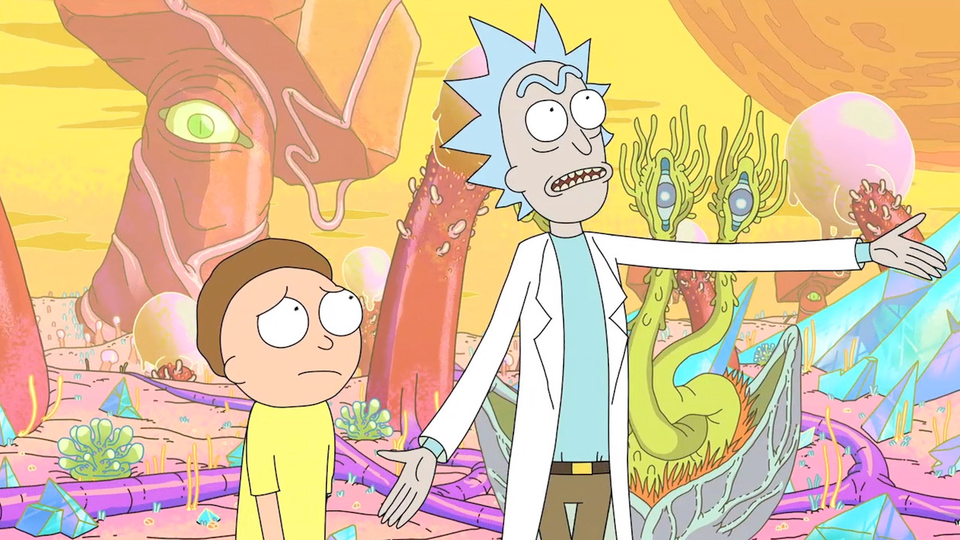 Rick Sanchez along with his grandson Morty Smith in Rick and Morty (2013-).