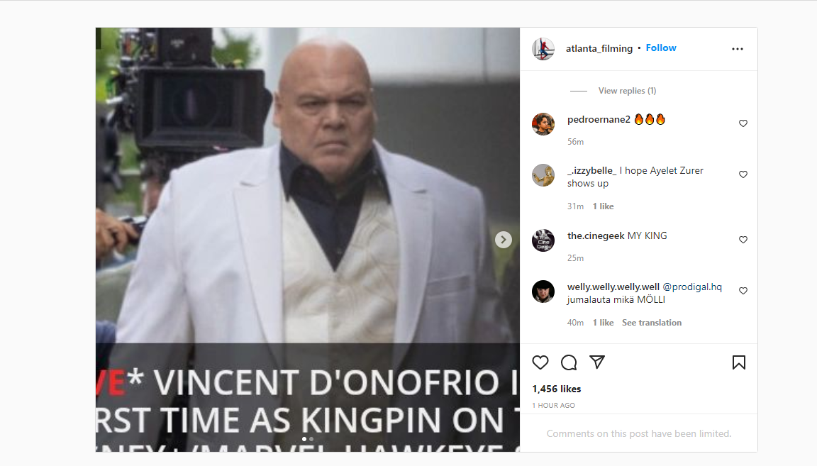 On set photo of Vincent D'Onofrio as Kingpin for Echo.