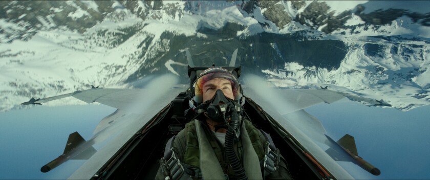 Tom Cruise in an F-18 in Top Gun Maverick