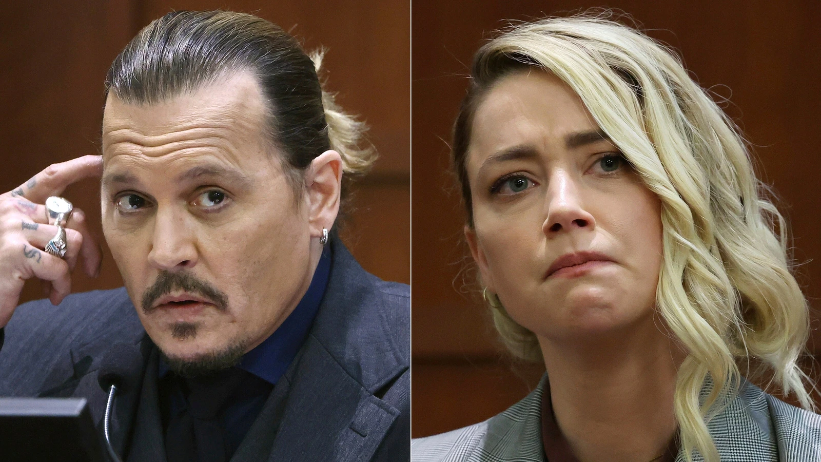 Johnny Depp and Amber Heard during the defamation trial.