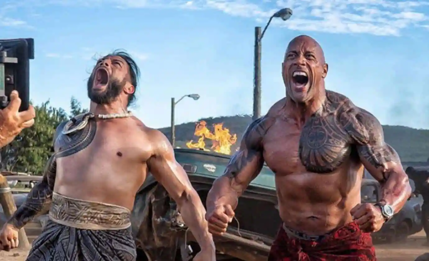 Roman Reigns and Dwayne Johnson starred in Hobbs & Shaw (2019).