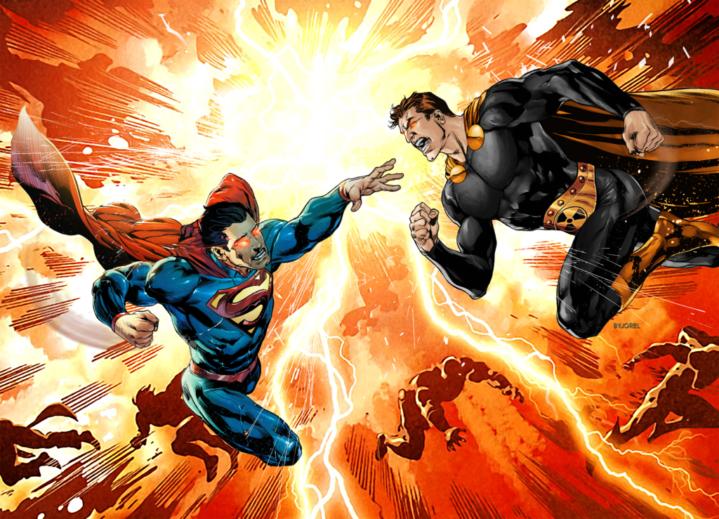 A fan art showing Superman vs Hyperion.