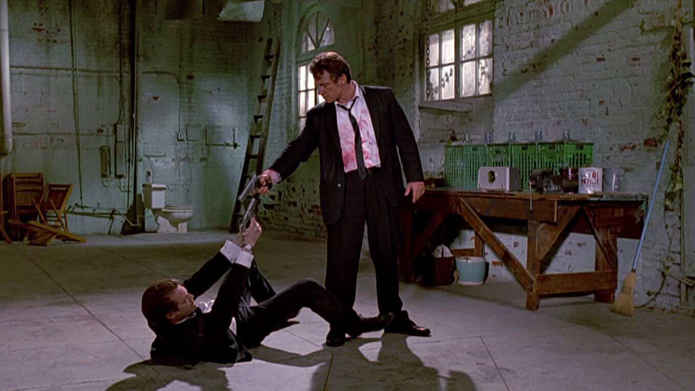 Steve Buscemi (left) and Michael Madsen (right) in Quentin Tarantino's Reservoir Dogs (1992)
