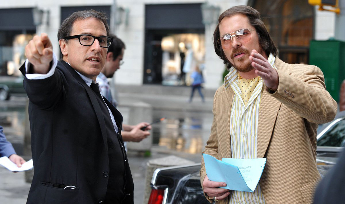 Christian Bale and David O. Russell on the set of American Hustle