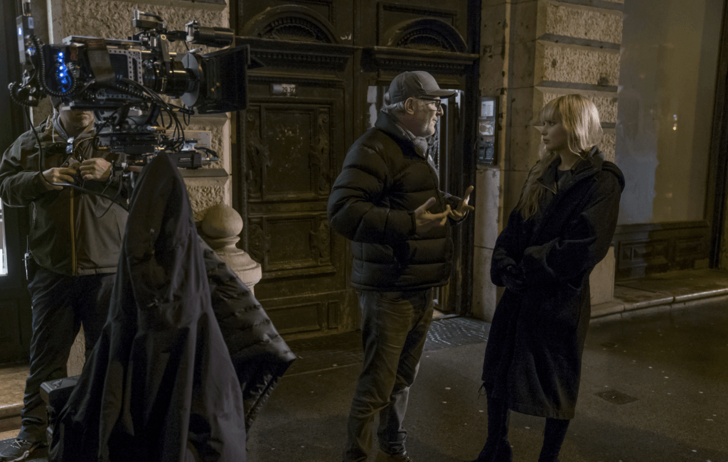 Jennifer Lawrence and Francis Lawrence on the sets of Red Sparrow