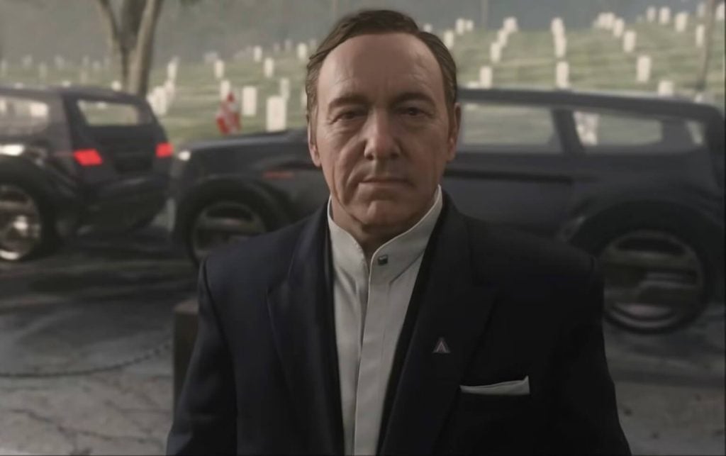 Kevin Spacey as Jonathan Irons in a still from Call of Duty: Advanced Warfare