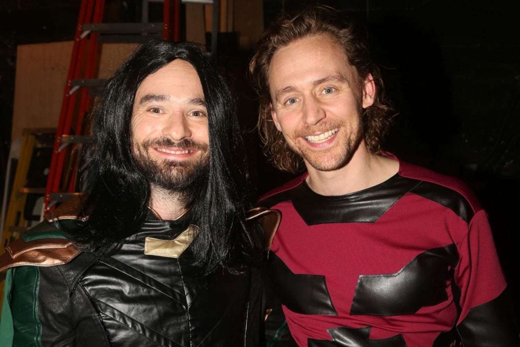 Tom Hiddleston and Charlie Cox dressed up as Daredevil and Loki respectively 