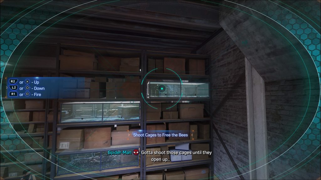 Shoot the bee cages to complete Downtown Brooklyn's EMF Experiments in Marvel's Spider-Man 2.
