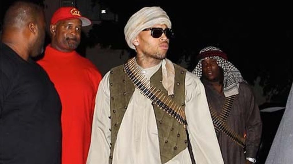 Chris Brown dressed up as a terrorist 
