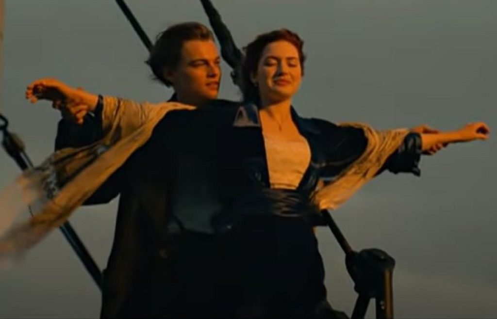 Leonardo DiCaprio and Kate Winslet in a still from Titanic