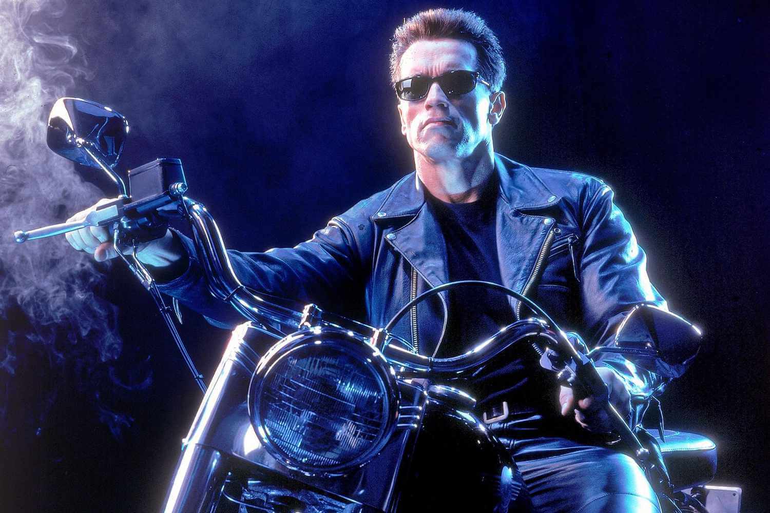 Arnold Schwarzenegger in a still from Terminator 2: Judgement Day (1991)